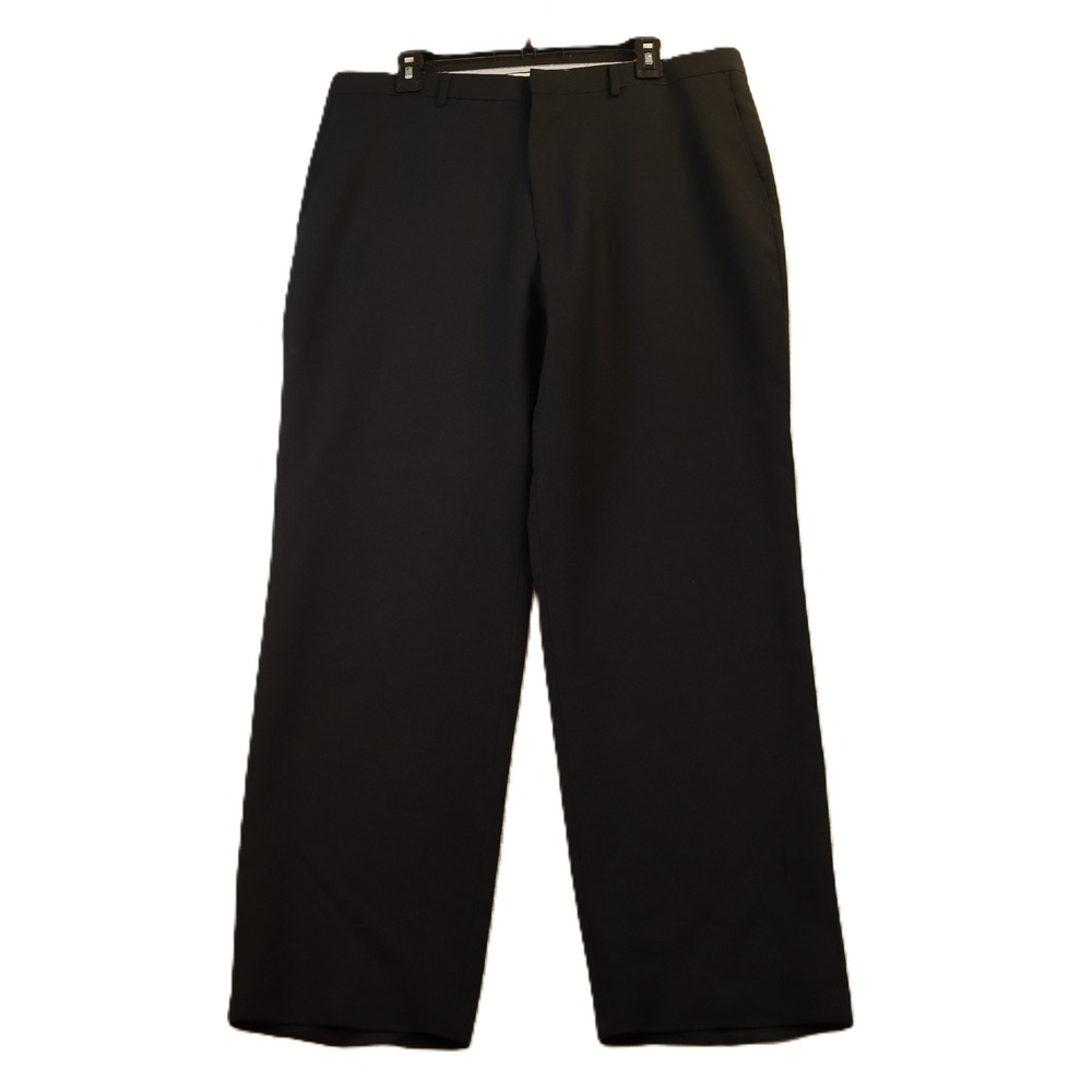Puritan Mens 38x30 Dress Pants Black Flat Front Wrinkle Resistant Slacks